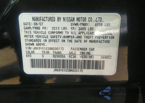 2008 Infiniti G35 Journey из США, поврежденный, VIN JNKBV61E58M200172